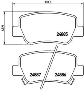 Set plăcuțe frână BREMBO, spate , pentru: TOYOTA AVENSIS 1.6-2.2D 11.08-10.18