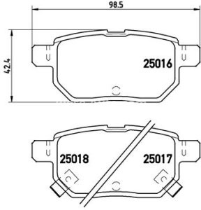 Set plăcuțe frână BREMBO, spate , pentru: TOYOTA AURIS, COROLLA, IQ, PRIUS, PRIUS PHV, RACTIS 1.0-1.8H 08.05-