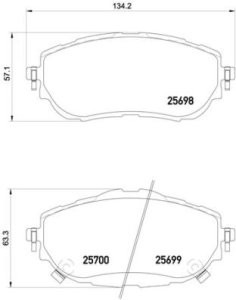 Set plăcuțe frână BREMBO ,față, pentru: TOYOTA AURIS, COROLLA 1.2-1.8H 10.12-08.19