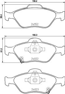 Set plăcuțe frână BREMBO ,față, pentru: TOYOTA YARIS 1.5/1.5H 03.12-