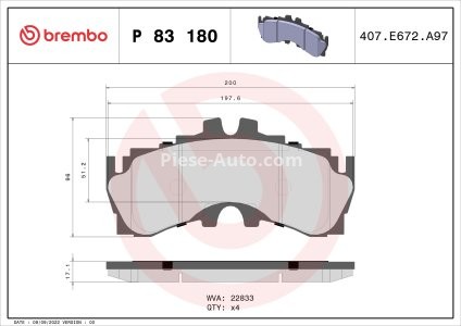 Set plăcuțe frână BREMBO ,față, (cu accesorii), pentru: LEXUS LC, LS 3.5/5.0 11.16-