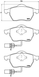 Set plăcuțe frână BREMBO ,față, pentru: AUDI A4 B5, A4 B6, A4 B7, A6 C5; VW PASSAT B5, PASSAT B5.5 1.6-4.0 01.95-03.09 3