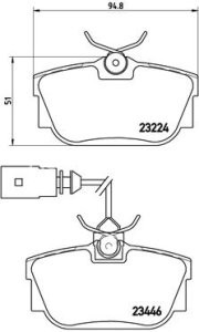 Set plăcuțe frână BREMBO, spate , pentru: VW TRANSPORTER T4 1.8-2.8 07.90-06.03