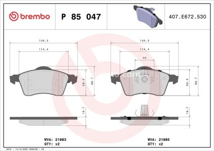 Set plăcuțe frână BREMBO ,față, pentru: VW TRANSPORTER T4 1.8-2.8 07.90-06.03
