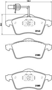 Set plăcuțe frână BREMBO ,față, pentru: VW TRANSPORTER T4 1.8-2.8 07.90-06.03 3