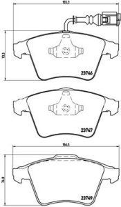 Set plăcuțe frână BREMBO ,față, pentru: VW CALIFORNIA T5 CAMPER, CALIFORNIA T6 CAMPER, MULTIVAN T5, MULTIVAN T6, TRANSPORTER T5, TRANSPORTER T6, TRANSPORTER T6 / CARAVELLE T6 1.9D-3.2 04.03-