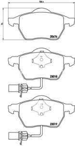 Set plăcuțe frână BREMBO ,față, pentru: AUDI A4 B6, A4 B7, A6 C5, A6 C6; SEAT EXEO, EXEO ST; SKODA SUPERB I; VW PASSAT B5, PASSAT B5.5 1.6-4.0 08.96-05.13 3