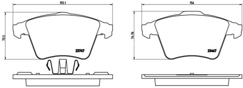 Set plăcuțe frână BREMBO ,față, pentru: VW CALIFORNIA T5 CAMPER, MULTIVAN T5, TRANSPORTER T5 1.9D-3.2 04.03-08.15