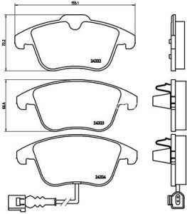 Set plăcuțe frână BREMBO ,față, pentru: AUDI Q3; SEAT ALHAMBRA; VW SHARAN, TIGUAN 1.4-2.5 09.07-