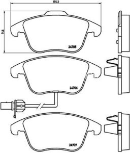Set plăcuțe frână BREMBO ,față, pentru: AUDI A4 ALLROAD B8, A4 B8, A5 1.8-3.2 06.07-01.17