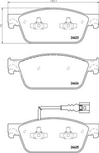 Set plăcuțe frână BREMBO ,față, pentru: VW CALIFORNIA T5 CAMPER, CALIFORNIA T6 CAMPER, MULTIVAN T5, MULTIVAN T6, TRANSPORTER T5, TRANSPORTER T6, TRANSPORTER T6 / CARAVELLE T6 2.0/2.0CNG/2.0D 11.03-