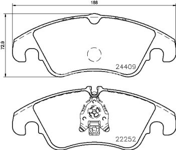 Set plăcuțe frână BREMBO ,față, (cu suruburi ghidare etrier frână), pentru: AUDI A4 B8, A5, A6 ALLROAD C7, A6 C7, A7, Q5 1.8-4.0 06.07-09.18