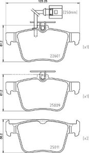 Set plăcuțe frână BREMBO, spate , pentru: AUDI A3, Q3, TT; SEAT ATECA 2.0/2.0D/2.5 03.15-