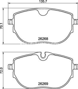 Set plăcuțe frână BREMBO ,față, pentru: VW CALIFORNIA T6 CAMPER, MULTIVAN T6, TRANSPORTER T6, TRANSPORTER T6 / CARAVELLE T6 2.0/2.0D/Electric 04.15-