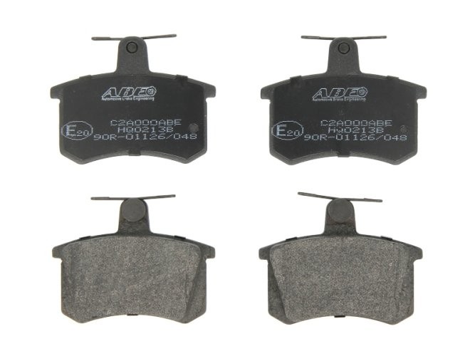 Set plăcuțe frână ABE, spate ,pentru: ALFA ROMEO 164, 33, ARNA; AUDI 100 C2, COUPE B2; FIAT 131, BRAVO I, CROMA, PANDA, SEICENTO / 600, TIPO; LANCIA BETA, DELTA I, THEMA 0.9-Electric 09.74-10.01
