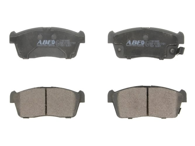 Set plăcuțe frână ABE, față ,pentru: DAIHATSU COPEN, CUORE V, CUORE VI, CUORE VII, MATERIA, SIRION, YRV; MITSUBISHI I; NISSAN PIXO; SUBARU JUSTY IV; SUZUKI ALTO K10, ALTO VII 0.7-Electric 11.98-