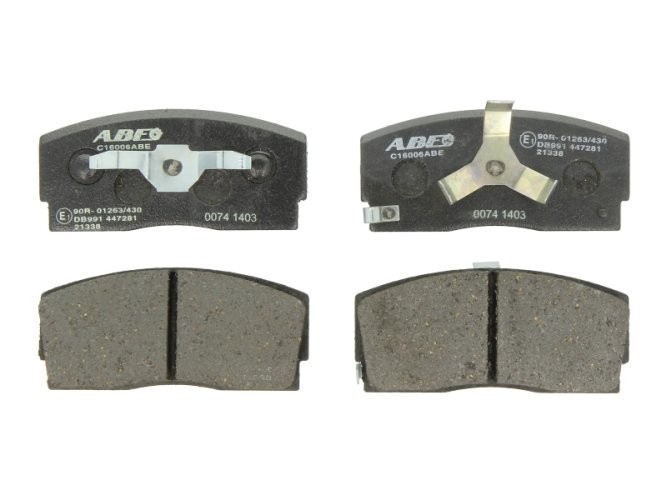 Set plăcuțe frână ABE, față ,pentru: DAIHATSU APPLAUSE I, APPLAUSE II, CHARADE II, CHARADE III, CHARADE IV 1.0-1.6 10.83-09.00