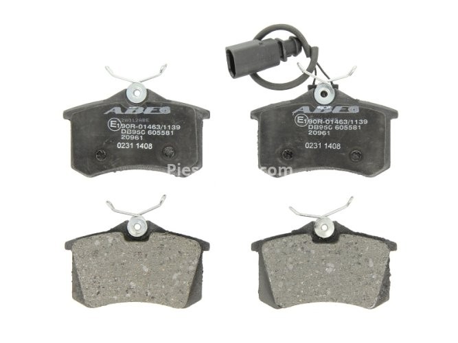 Set plăcuțe frână ABE, spate ,pentru: AUDI A4 B5; FORD GALAXY I, GALAXY MK I; SEAT ALHAMBRA, IBIZA IV, IBIZA IV SC; VW BEETLE, BORA I, CADDY III, GOLF III, GOLF IV, GOLF V 1.0-Electric 07.90-