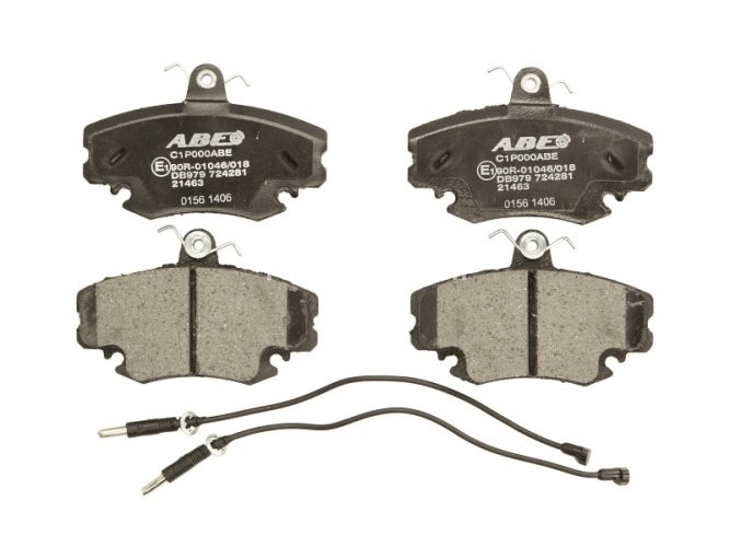 Set plăcuțe frână ABE, față ,pentru: DACIA LOGAN, LOGAN EXPRESS, LOGAN MCV, SANDERO, SANDERO II, SOLENZA, SUPERNOVA; PEUGEOT 205 I, 205 II, 309 I, 309 II; RENAULT 11, 18 1.0-Electric 05.77-