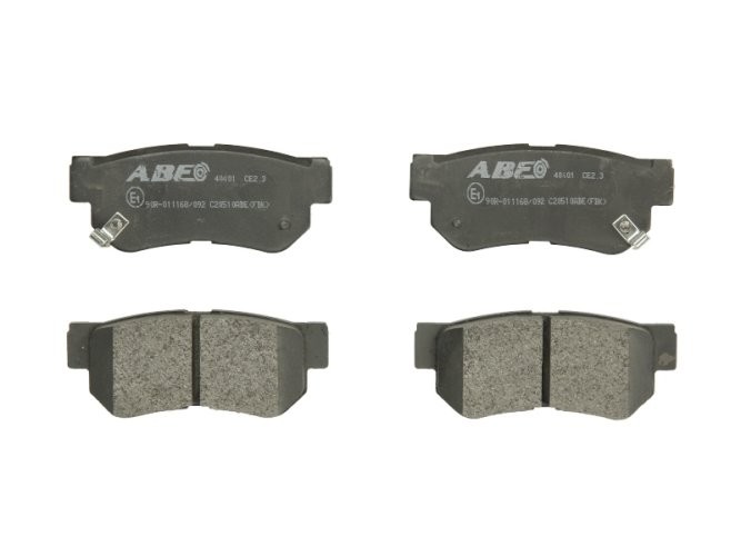 Set plăcuțe frână ABE, spate ,pentru: HYUNDAI ELANTRA III, ELANTRA IV, ELANTRA V, GETZ, GRANDEUR, HIGHWAY, I30, IX35, MATRIX, S, SANTA FÉ I, SANTA FÉ II, SONATA III, SONATA IV 1.1-3.8 03.90-