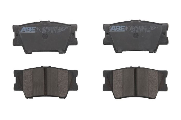 Set plăcuțe frână ABE, spate ,pentru: VOLVO 340-360; LEXUS ES; PONTIAC VIBE; TOYOTA AVALON, CAMRY, HARRIER, MARK X ZIO I, MATRIX, RAV 4 III, RAV 4 IV, SOLARA 1.8-3.5 08.84-