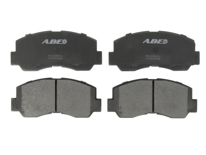 Set plăcuțe frână ABE, față ,pentru: MAZDA E; MITSUBISHI ECLIPSE, ECLIPSE II, ECLIPSE III, GALANT IV, L 300 / DELICA II, L 300 III, L200, LANCER IV, LANCER V, MIRAGE I 1.3-3.0 03.79-06.06