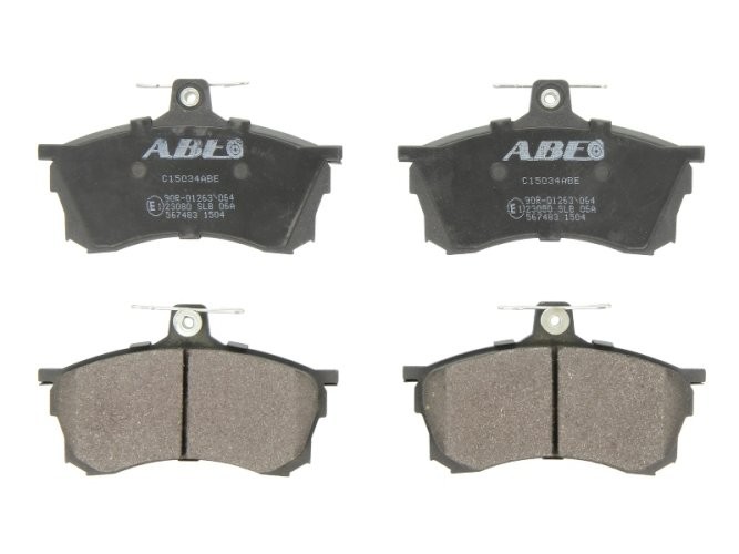 Set plăcuțe frână ABE, față ,pentru: MITSUBISHI CARISMA, COLT VI, DELICA / SPACE GEAR, ECLIPSE, ECLIPSE II, ECLIPSE III, L 300 III, L200, L400, LANCER IV, LANCER V, LANCER VII 0.7-3.5 03.80-