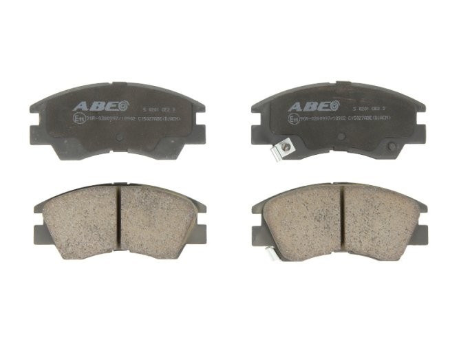 Set plăcuțe frână ABE, față ,pentru: MITSUBISHI COLT VI, DELICA / SPACE GEAR, ECLIPSE, ECLIPSE II, ECLIPSE III, L 300 / DELICA II, L 300 III, L200, L400, LANCER IV, LANCER V 0.7-3.5 03.79-