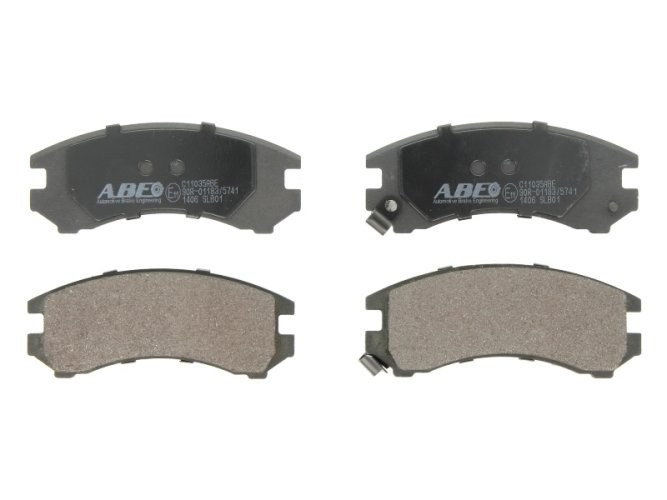 Set plăcuțe frână ABE, față ,pentru: NISSAN 180SX, AVENIR, MICRA IV, NOTE, PATROL GR V, SENTRA V, SKYLINE, SUNNY II; SUZUKI SWIFT I, SWIFT II 1.2-3.0D 08.85-
