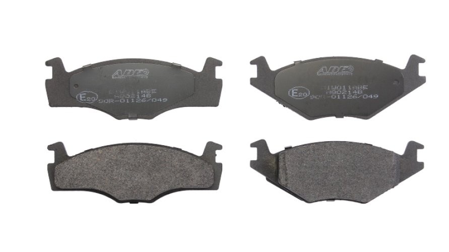 Set plăcuțe frână ABE, față ,pentru: SEAT CORDOBA, IBIZA II, TOLEDO I; VW CADDY I, GOLF I, GOLF II, GOLF III, JETTA I, JETTA II, PASSAT B1, PASSAT B2, PASSAT B3/B4 1.0-2.2 02.74-10.02