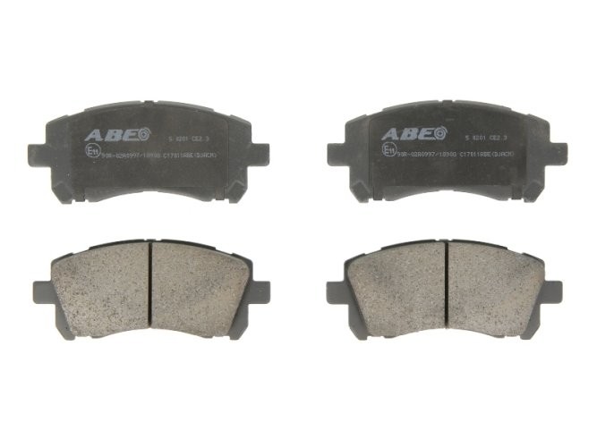 Set plăcuțe frână ABE, față ,pentru: SUBARU FORESTER, IMPREZA, LEGACY II, LEGACY III, LEGACY OUTBACK, OUTBACK 2.0-3.0 03.94-09.13