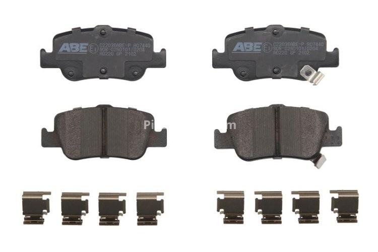 Set plăcuțe frână ABE, spate ,pentru: TOYOTA AURIS, BB I, COROLLA, PRIUS, PROBOX / SUCCEED, RACTIS, VERSO S, VIOS / SOLUNA VIOS, YARIS, YARIS / VIOS 1.0-2.2D 03.00-