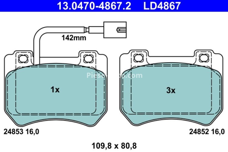 Set plăcuțe frână ATE din ceramică, față , pentru: ALFA ROMEO 159, BRERA, SPIDER 1.8-2.2 09.05-12.12