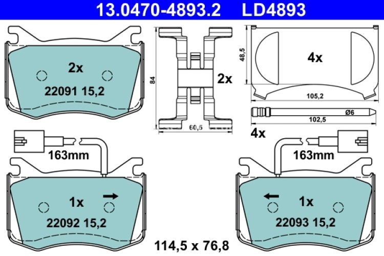 Set plăcuțe frână ATE din ceramică, față , pentru: ALFA ROMEO GIULIA 2.0/2.2D 10.15-