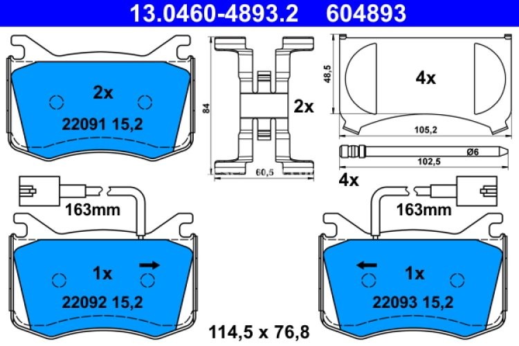 Set plăcuțe frână ATE, față , pentru: ALFA ROMEO GIULIA 2.0/2.2D 10.15-