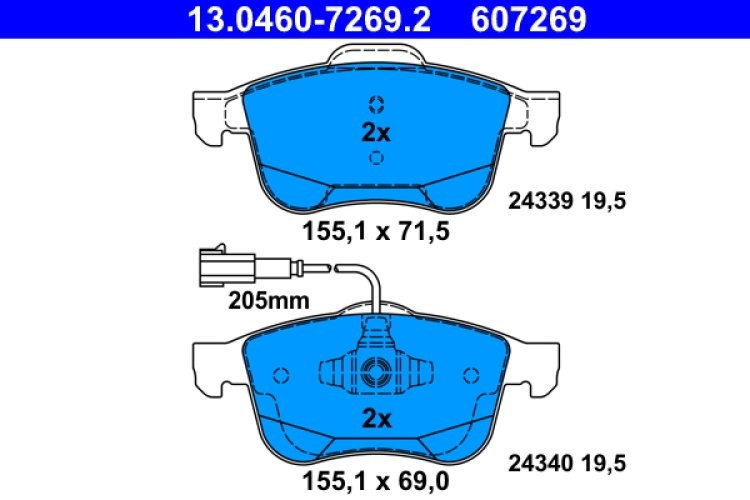 Set plăcuțe frână ATE, față , pentru: ALFA ROMEO GIULIETTA, GIULIETTA/HATCHBACK 1.4/2.0D 04.10-12.20