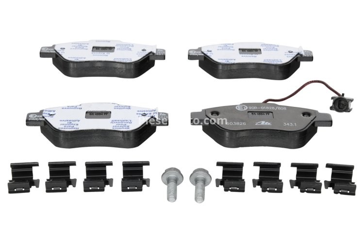 Set plăcuțe frână ATE, față (cu accesorii; cu șuruburi ghidare etrier), pentru: ALFA ROMEO MITO; FIAT 500, 500 C, FIORINO, FIORINO/MINIVAN, GRANDE PUNTO 0.9-Electric 10.04-