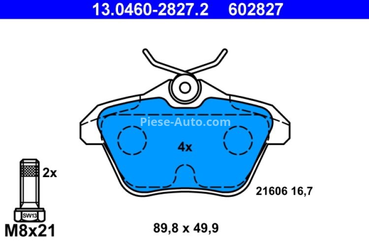 Set plăcuțe frână ATE, spate  (cu șuruburi ghidare etrier), pentru: ALFA ROMEO 156, 164, 166; LANCIA KAPPA 1.6-3.2 11.92-06.07