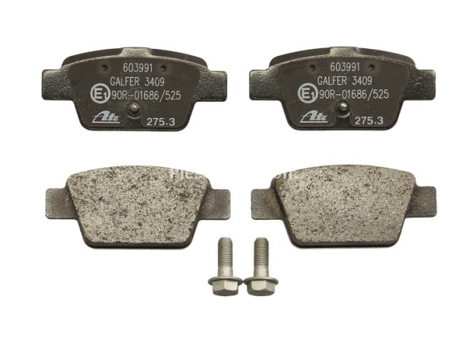 Set plăcuțe frână ATE, spate  (cu șuruburi ghidare etrier), pentru: ALFA ROMEO MITO; FIAT BRAVO II, MULTIPLA, STILO; LANCIA DELTA III 0.9-2.4 04.99-10.18