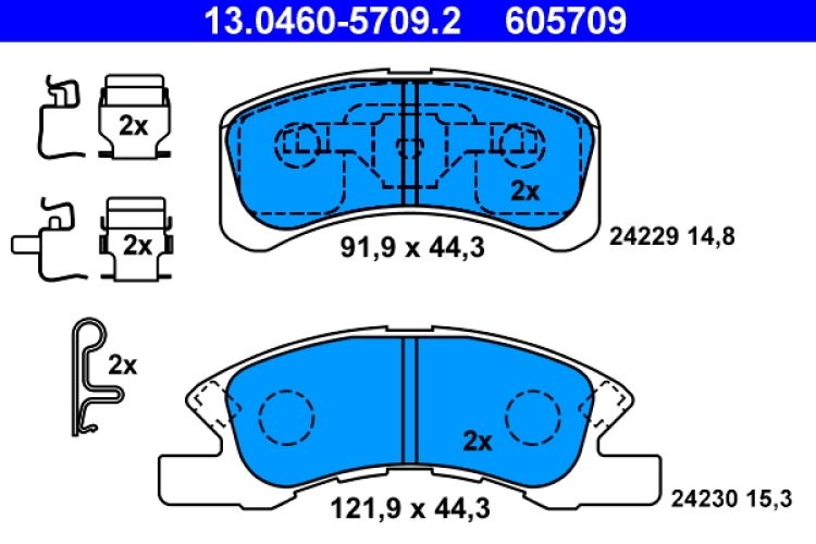 Set plăcuțe frână ATE, față , pentru: DAIHATSU CUORE VI, CUORE VII, TREVIS; MITSUBISHI MIRAGE / SPACE STAR VI, MIRAGE VI 0.7-1.2LPG 03.03-