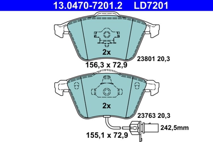 Set plăcuțe frână ATE din ceramică, față , pentru: AUDI A4 B6, A4 B7, A6 ALLROAD C6, A6 C6, A8 D3; SEAT EXEO, EXEO ST 1.6-4.0D 11.00-05.13