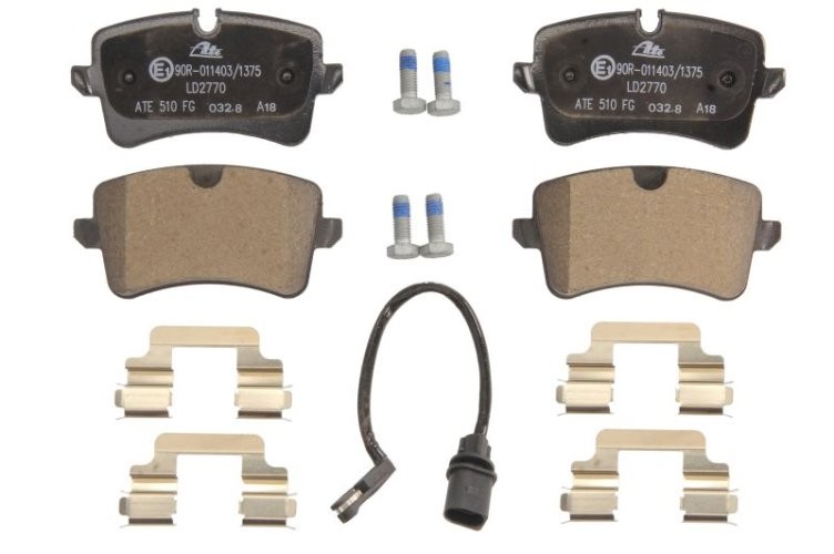 Set plăcuțe frână ATE din ceramică, spate (cu accesorii; cu șuruburi ghidare etrier), pentru: AUDI A5, A6 ALLROAD C7, A6 C7, A7; PORSCHE MACAN 1.8-4.2 03.10-