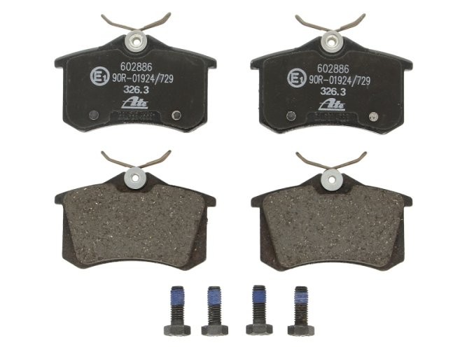 Set plăcuțe frână ATE, spate  (cu șuruburi ghidare etrier), pentru: AUDI A4 B6, A4 B7, A6 C5, ALLROAD C5, TT; FIAT SCUDO; RENAULT THALIA II; SEAT EXEO, EXEO ST 1.4-4.2 05.86-