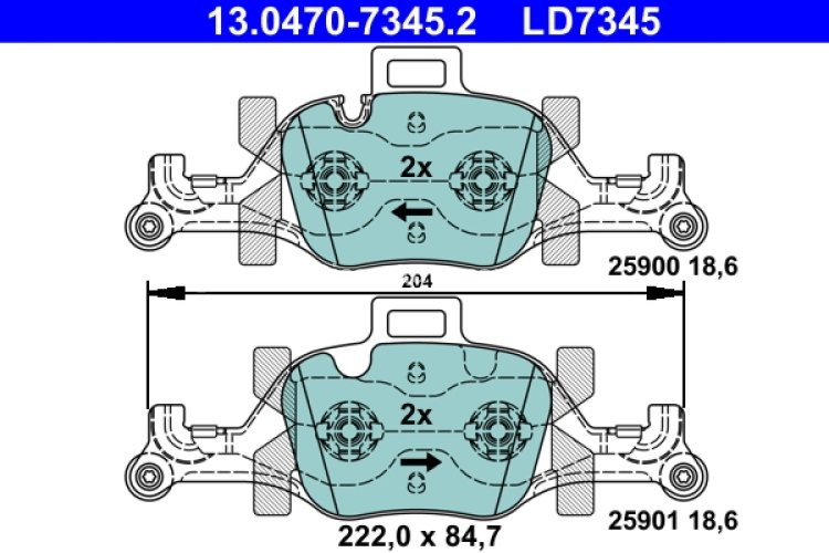 Set plăcuțe frână ATE din ceramică, față , pentru: BMW 2 (G42, G87), 3 (G20, G80, G28), 3 (G21), 3 (G21, G81), 4 (G22, G82), 4 (G23, G83), 4 GRAN COUPE (G26), 5 (G30, F90) 2.0-Electric 11.15-