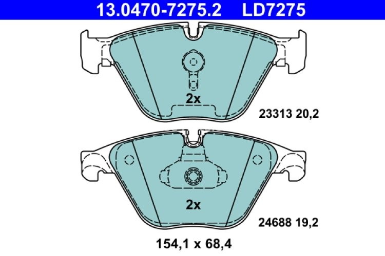 Set plăcuțe frână ATE din ceramică, față , pentru: BMW 5 (F10), 5 (F11) 2.0-3.0D 06.09-02.17