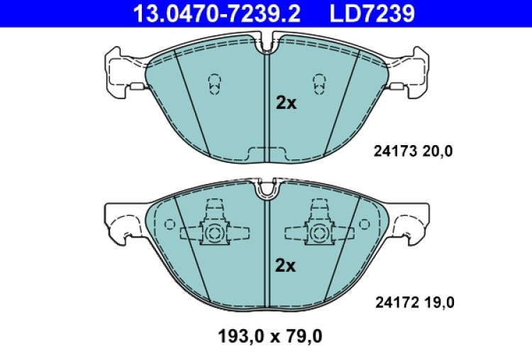 Set plăcuțe frână ATE din ceramică, față , pentru: BMW X5 (E70), X6 (E71, E72), X6 (F16, F86) 3.0-4.8 10.06-07.19