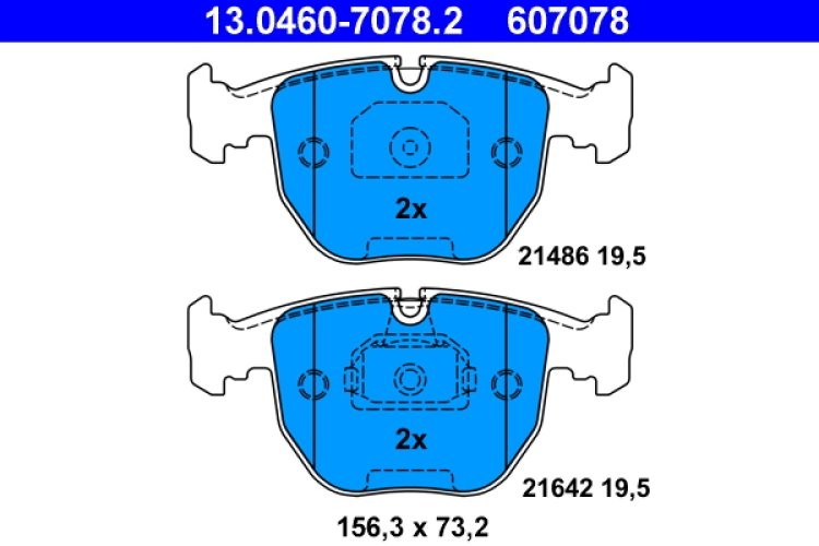 Set plăcuțe frână ATE, față , pentru: BMW 5 (E39), 7 (E38), X3 (E83), X5 (E53) 2.0-4.9 03.94-08.11