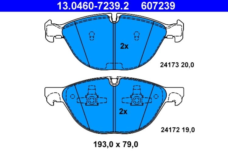 Set plăcuțe frână ATE, față , pentru: BMW X5 (E70), X6 (E71, E72), X6 (F16, F86) 3.0-4.8 10.06-07.19