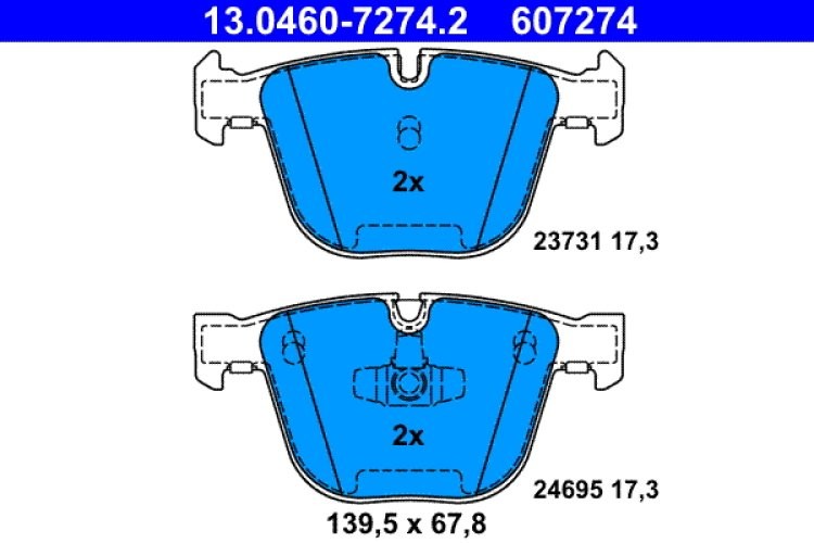 Set plăcuțe frână ATE, spate  , pentru: BMW 5 GRAN TURISMO (F07), 7 (F01, F02, F03, F04) 2.0D-6.0 02.08-02.17