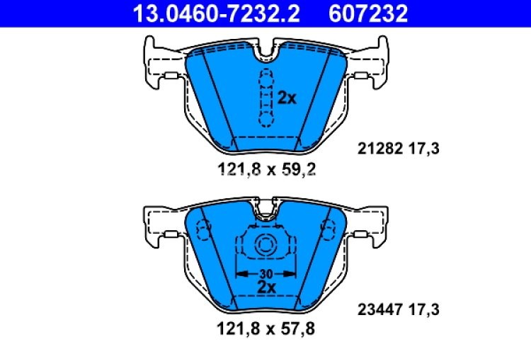 Set plăcuțe frână ATE, spate  , pentru: BMW X5 (E70), X5 (F15, F85), X6 (E71, E72), X6 (F16, F86) 2.0-3.0D 10.06-07.19